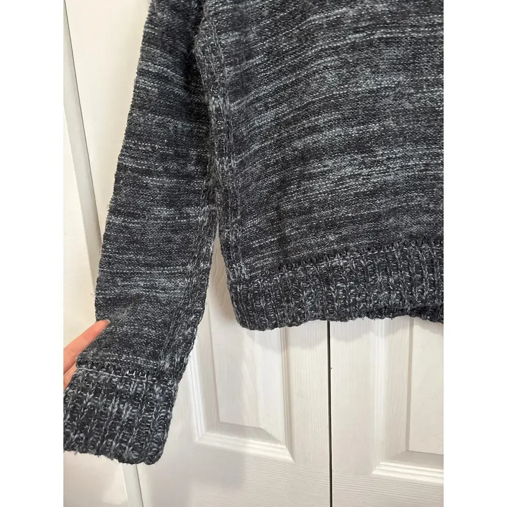 Free People Blue Space Dye Wool Blend Wide Neck Sweater, XS